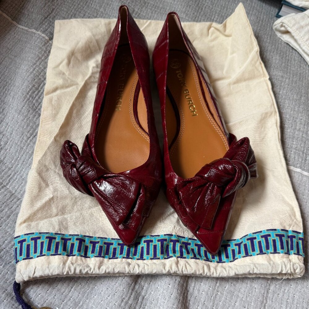 Authentic Tory Burch Eel Bow Flats – Size 9.5 M (Brand New, Never Worn)